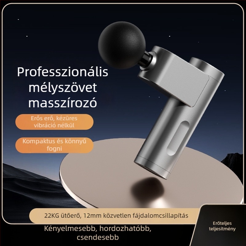 Mini hangtalan fasciamasszírozó LCD-vel – 5+ sebesség, 4 fej, beépített akkumulátor 1200–2000 mAh, zaj 36–45 dB