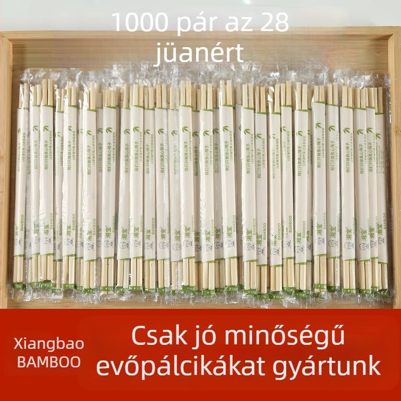 Bambusz egyszer használatos evőpálcikák éttermeknek, egyedi csomagolás, biológiailag lebomló, mikrózható, logónyomás