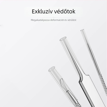 Rozsdamentes acélból készült pattanás tűk, 4 darabos készlet a fekete fejek eltávolításához