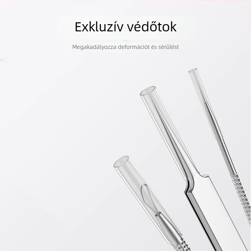 Rozsdamentes acélból készült pattanás tűk, 4 darabos készlet a fekete fejek eltávolításához