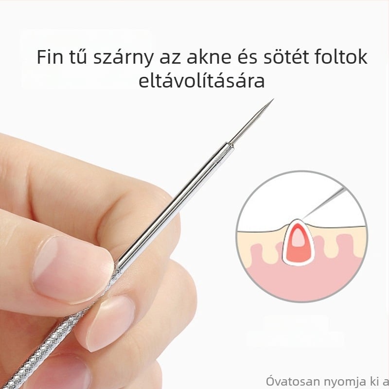 Pattanás tű – Etif; rozsdamentes acél; 2 darabos készlet; arctisztító eszköz; általános használat.