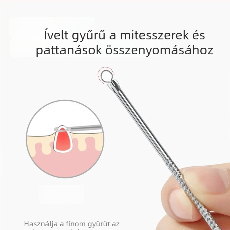 Pattanás tű – Etif; rozsdamentes acél; 2 darabos készlet; arctisztító eszköz; általános használat.