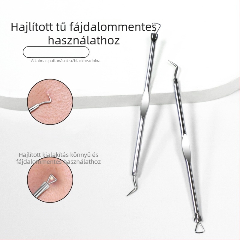 Kétoldalas pattanás-tű, rozsdamentes acélból, arcápoláshoz, 144 darabos csomag, termékkód Bms-152
