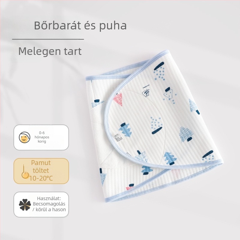Újszülött körbefogó törölköző, téli-ősz, Cartoon minta, középső réteg 100% poliészter, alapanyag 100% gyapot, 0–12 hónap