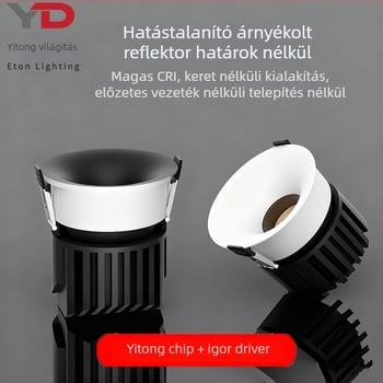LED beépíthető keret nélküli ívelt downlight, 6–10W, 220V, CRI≥90, 3000K/4000K/6000K, alumínium