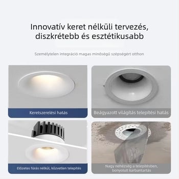 LED beépíthető keret nélküli ívelt downlight, 6–10W, 220V, CRI≥90, 3000K/4000K/6000K, alumínium