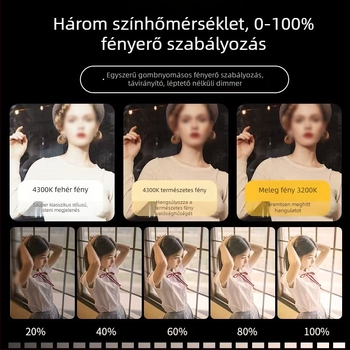 Élő közvetítéshez készült fotó világítás — 55W, 5600K, állítható fényerő, színárnyalat állítható, alkalmas élő közvetítésre, smink és szelfi