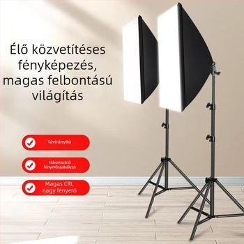 Élő közvetítéshez készült fotó világítás — 55W, 5600K, állítható fényerő, színárnyalat állítható, alkalmas élő közvetítésre, smink és szelfi