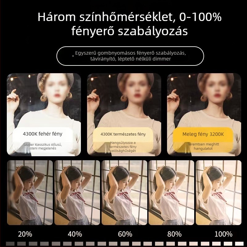 Élő közvetítéshez készült fotó világítás — 55W, 5600K, állítható fényerő, színárnyalat állítható, alkalmas élő közvetítésre, smink és szelfi