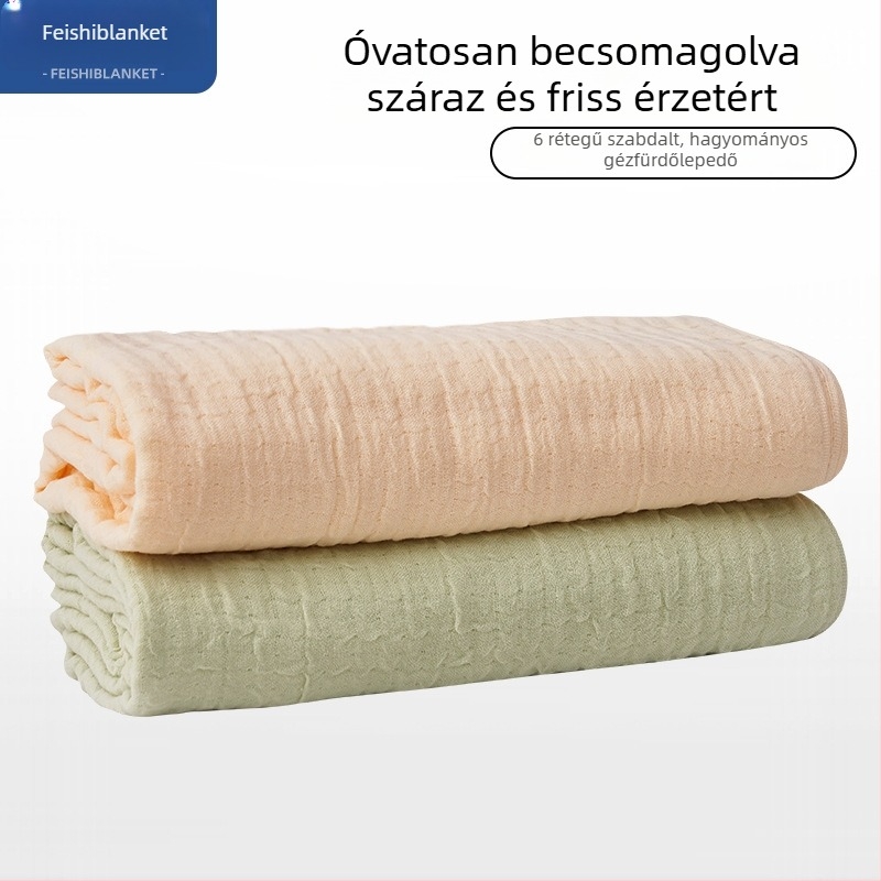 Baba 100% pamut hatszálas géz fürdőtörölköző, 32-plies, sík szövés, magas sűrűség