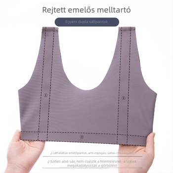 Vest-stílusú, varrás nélküli melltartó elülső zárással, 3/4 kosár, fő anyag nylon 80–90%, bélés spandex, hát nélküli dizájn melltartó párnákkal, lélegző