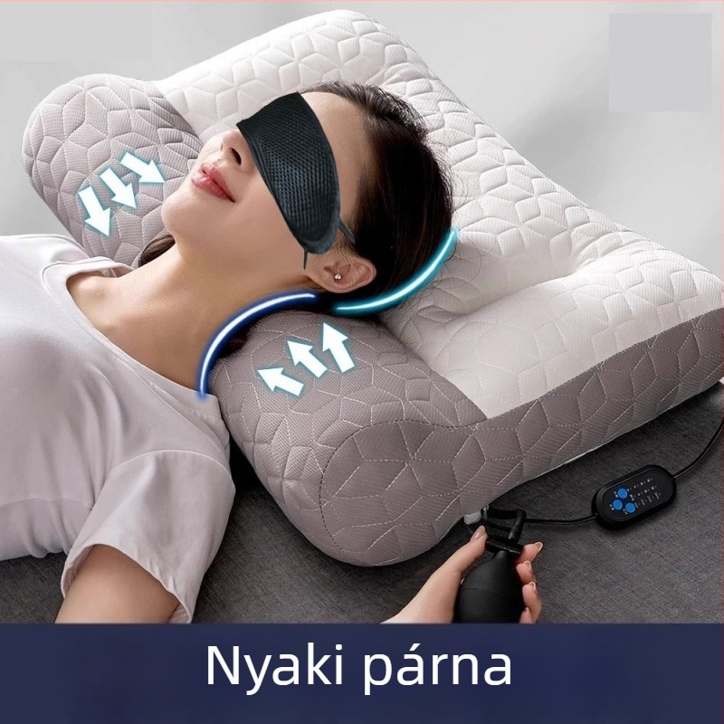 Latex nyak támasztó párna, téglalap alakú, természetes latex, kötött magú központ, magasság 10–15 cm