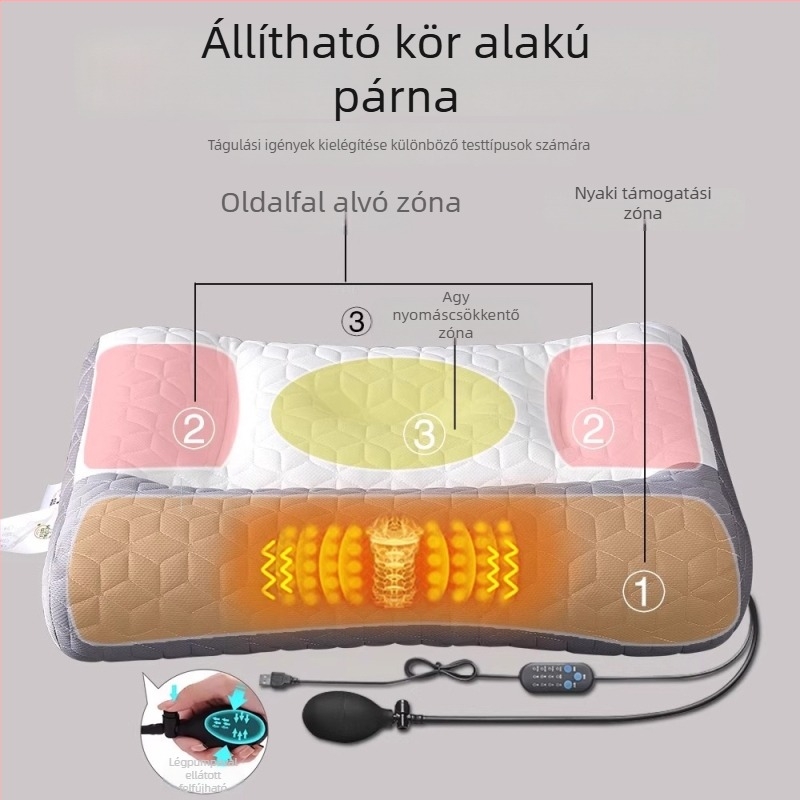 Latex nyak támasztó párna, téglalap alakú, természetes latex, kötött magú központ, magasság 10–15 cm