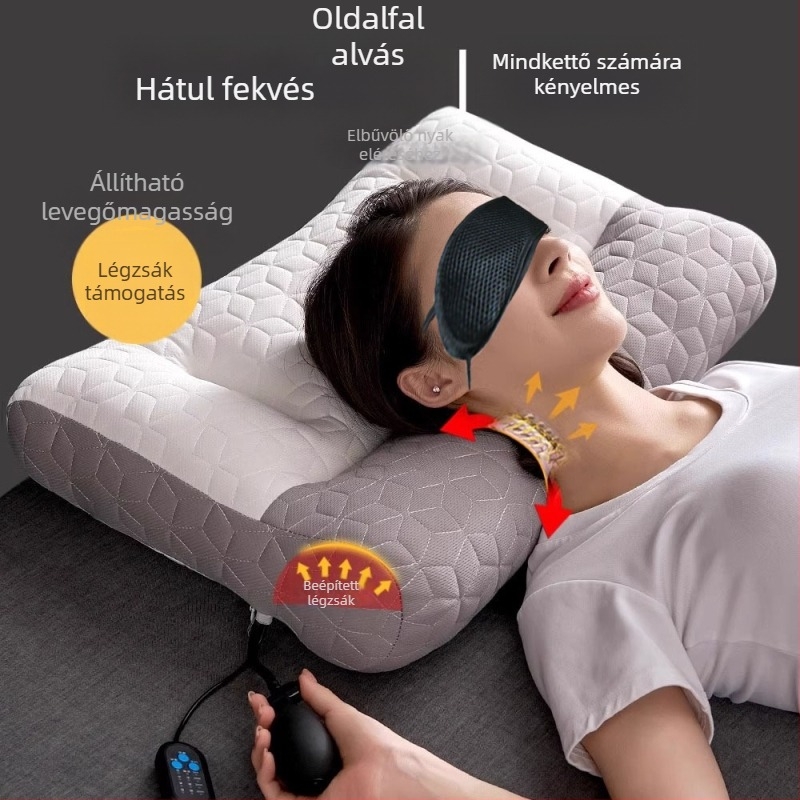 Latex nyak támasztó párna, téglalap alakú, természetes latex, kötött magú központ, magasság 10–15 cm