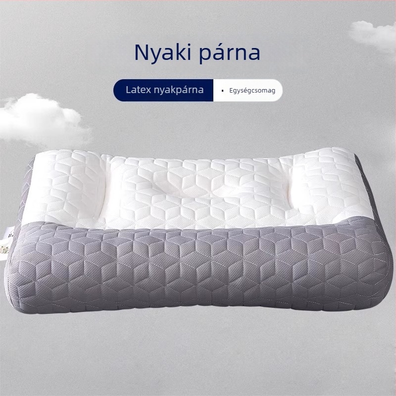 Latex nyak támasztó párna, téglalap alakú, természetes latex, kötött magú központ, magasság 10–15 cm