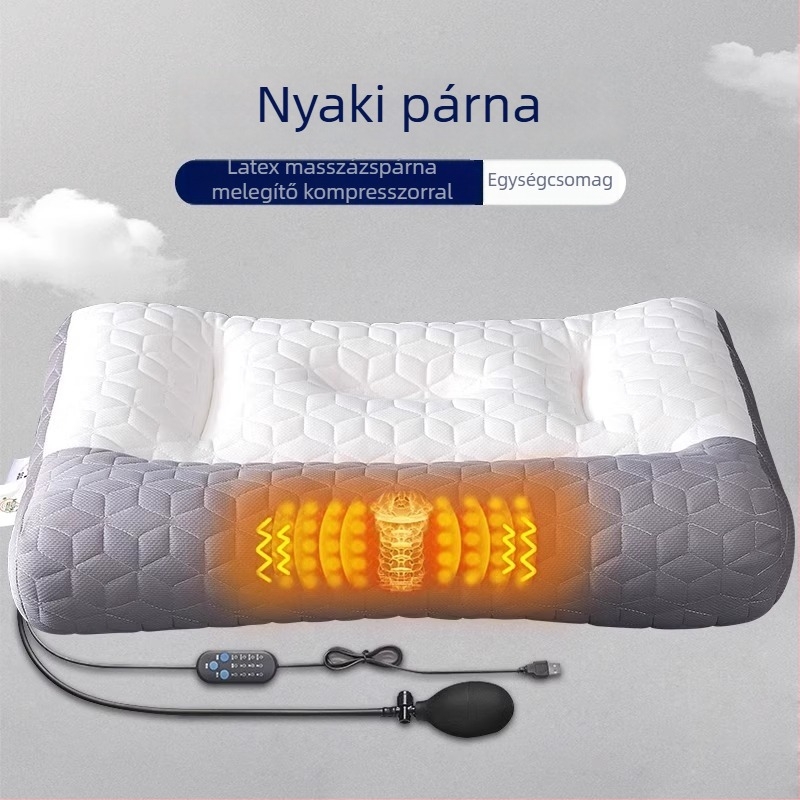 Latex nyak támasztó párna, téglalap alakú, természetes latex, kötött magú központ, magasság 10–15 cm