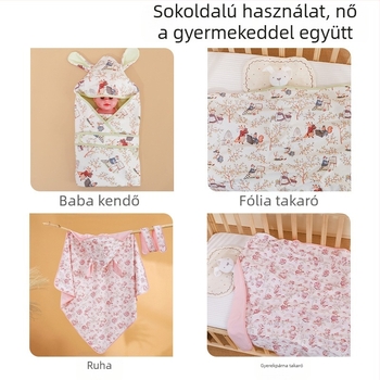 Újszülött pamut quilt pléd, 100% pamut, súly kevesebb mint 0,5 kg, nyár, rajzfilm stílus.