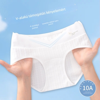 Szülési fehérnemű alacsony derékkal, has alátámasztással; légáteresztő, antibakteriális; fő anyaga 95–100% pamut, ágyék bélés 100% pamut.