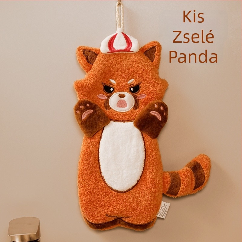 Akasztós gyerek kéztörlő aranyos mesés mintával, nedvszívó és gyorsan száradó, korall polár, hímzett kivitel, Pooky Bear, 32S szálú fonal, tömeg 50-80 g