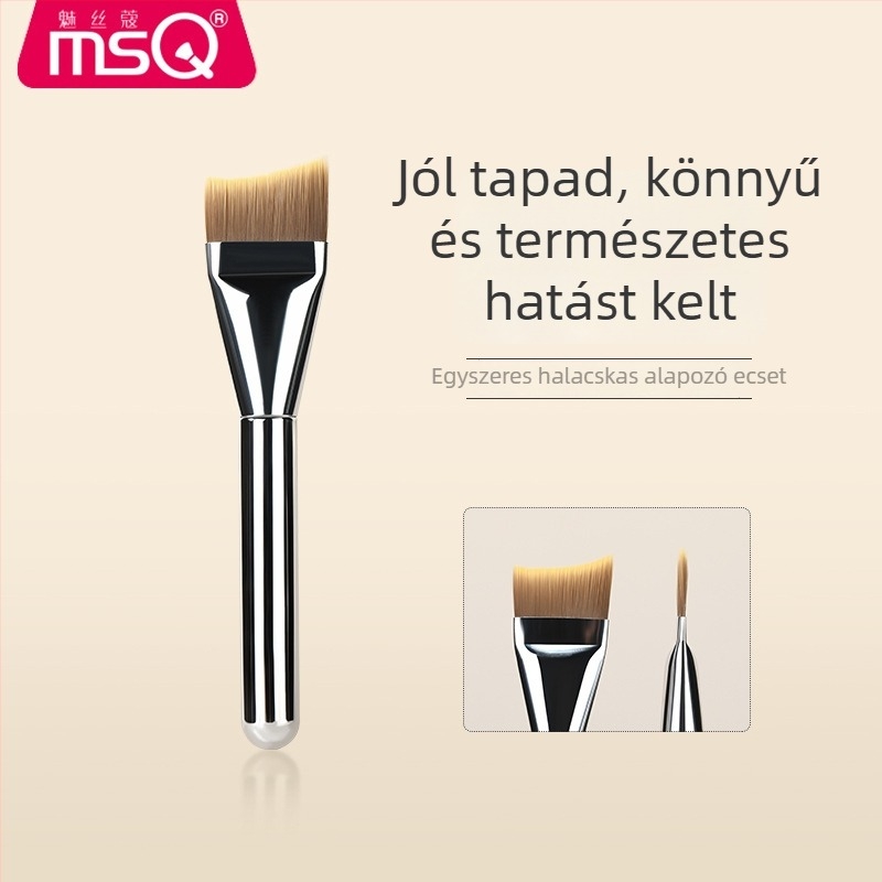 Alapozó sminkecset, szintetikus sörték, műanyag nyél, hordozható, 1 db