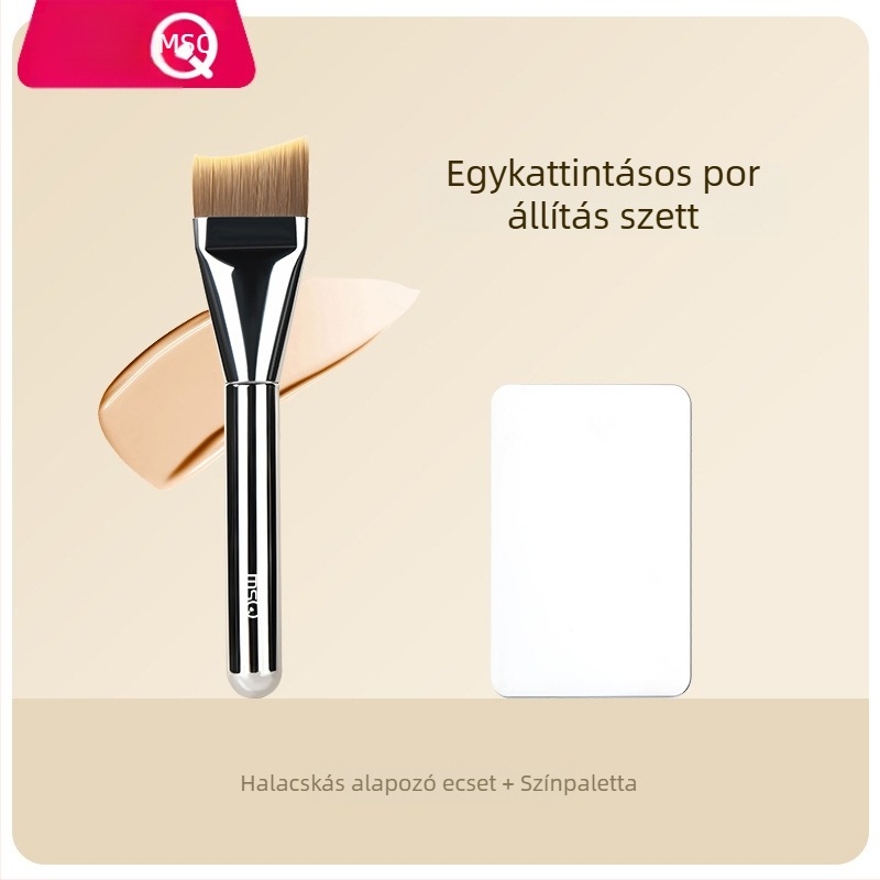 Alapozó sminkecset, szintetikus sörték, műanyag nyél, hordozható, 1 db