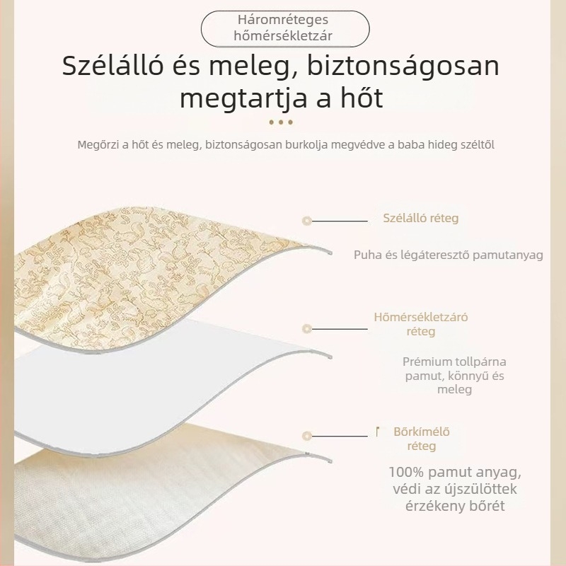 Újszülött babatakaró 100% pamutból, töltet kémiai rost, rajzfilm minta, biztonsági besorolás A, egész éves használatra