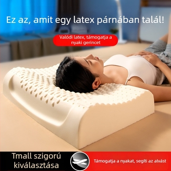 Természetes latex nyakpárna hullámos formával, latex-tartalom ≥90%, poliészter huzat, márka Half dark moon