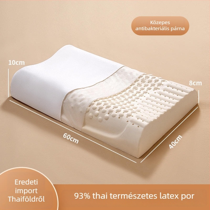Természetes latex nyakpárna hullámos formával, latex-tartalom ≥90%, poliészter huzat, márka Half dark moon