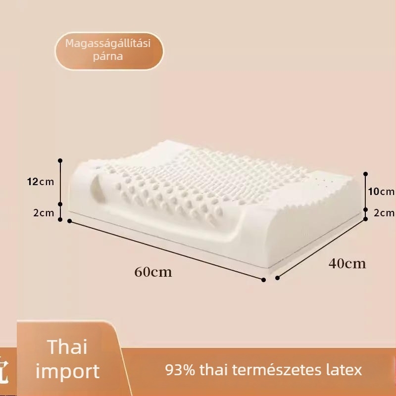 Természetes latex nyakpárna hullámos formával, latex-tartalom ≥90%, poliészter huzat, márka Half dark moon
