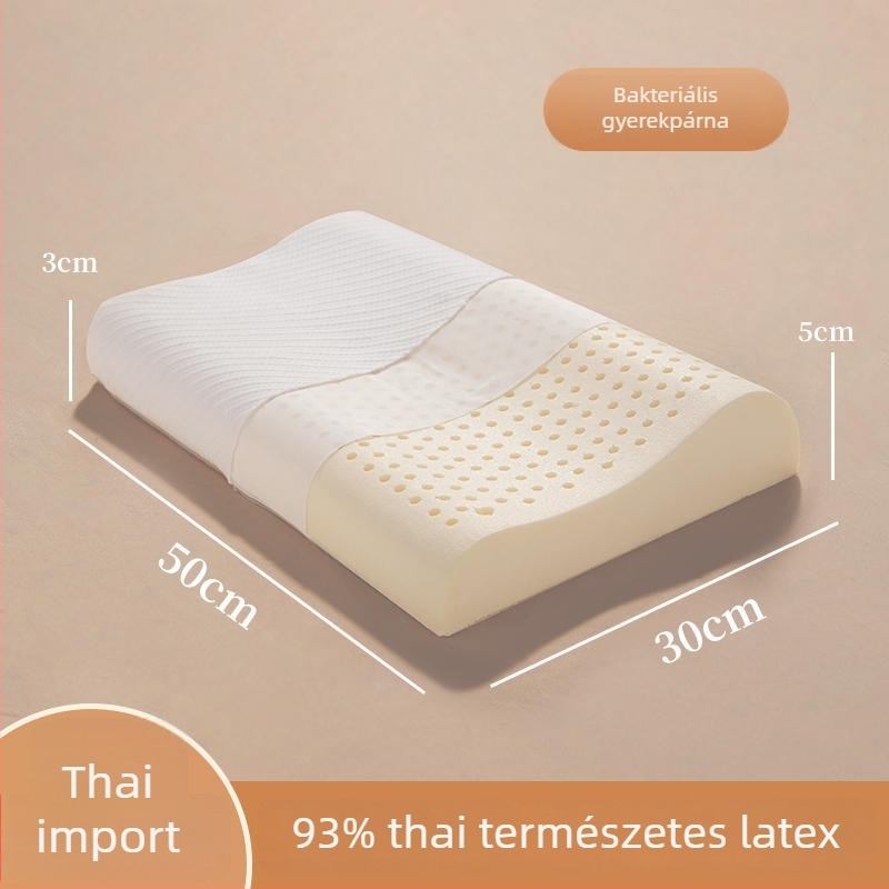 Természetes latex nyakpárna hullámos formával, latex-tartalom ≥90%, poliészter huzat, márka Half dark moon