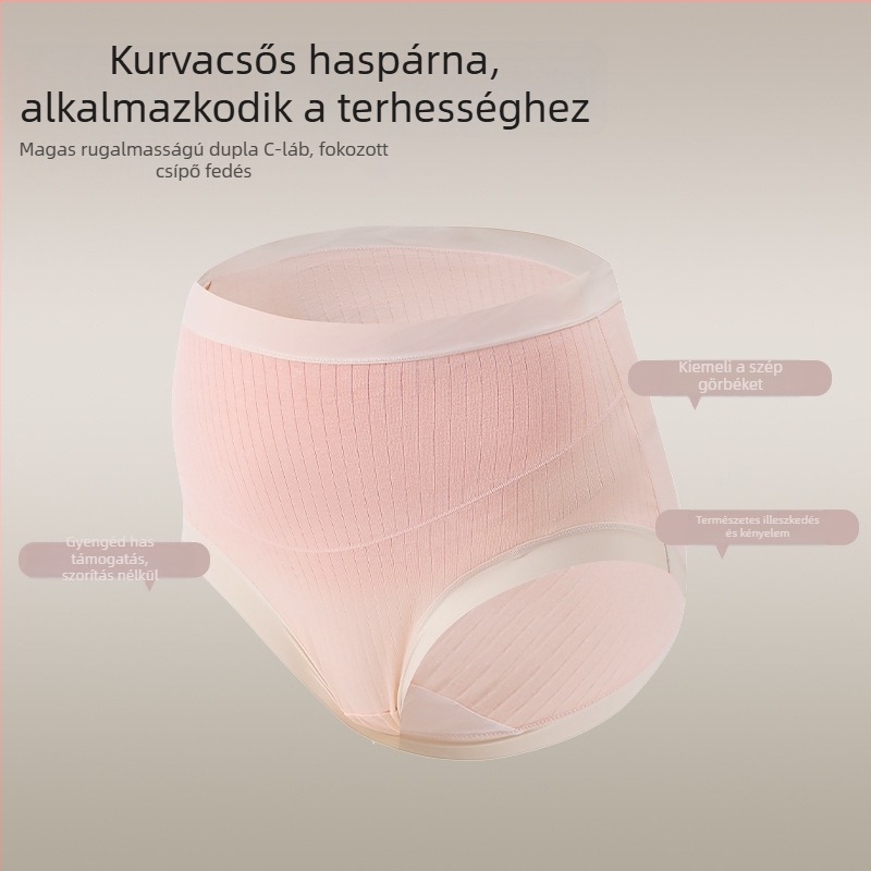 Pamut terhességi fehérnemű, magas derék, antibakteriális, gussett-tel bővített, légáteresztő has-támasz