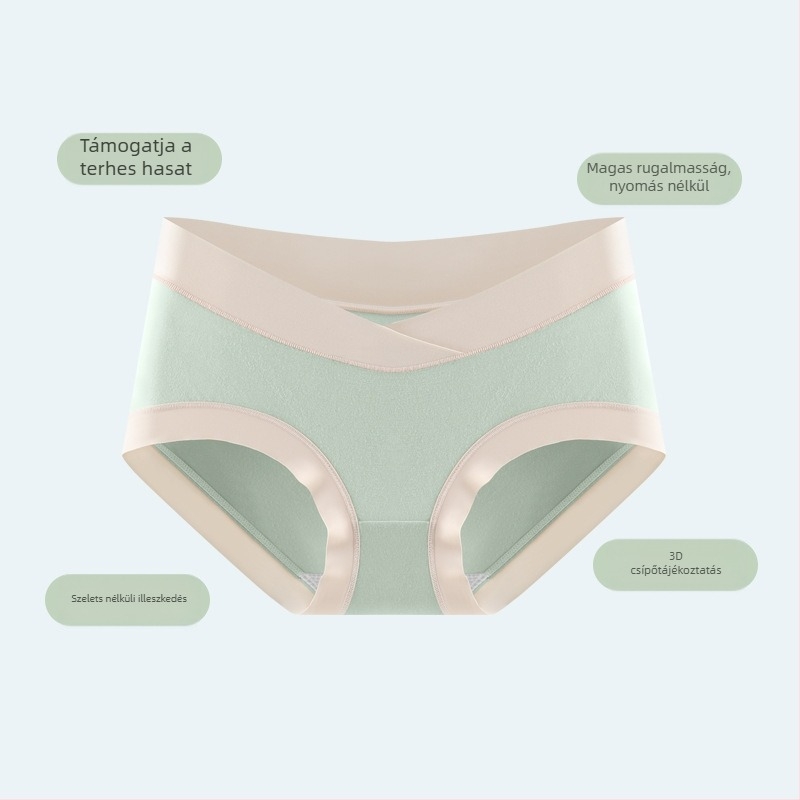 Maternity fehérnemű modalból, alacsony derék, pocak-támogatás, színblokkolt mintázat, kötött rövidnadrág (Modal 90–95%, Pamut 100%, Szövetszám 50)