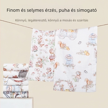 Újszülött bambusz rostból készült arctörlő kendő rajzfilm mintával, 40-count fonal, 42 g, 0–5 s nedvességfelszívódás