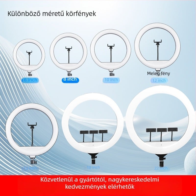 LED körlámpa élő közvetítéshez és fotózáshoz, 3 színhőmérséklet, 10–50W, 220V, Testreszabható feldolgozás