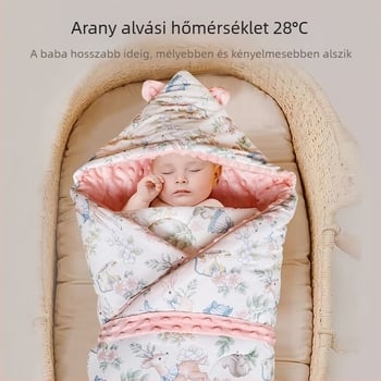 Újszülött beburkoló kendő, vastag és szélálló, súly 0,55–1,0 kg, tavasz–ősz