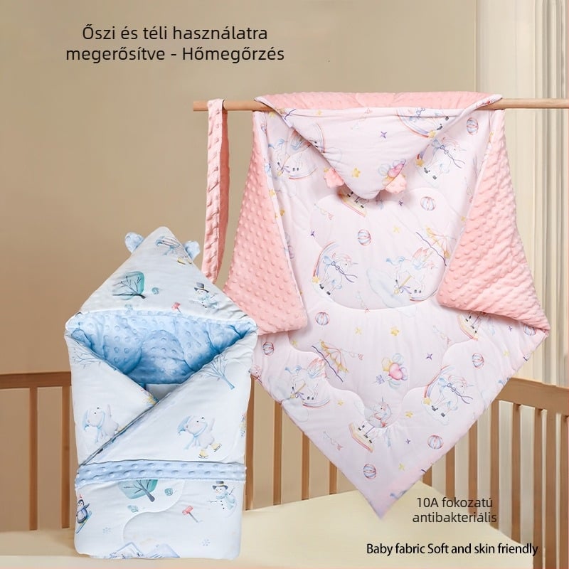 Újszülött beburkoló kendő, vastag és szélálló, súly 0,55–1,0 kg, tavasz–ősz