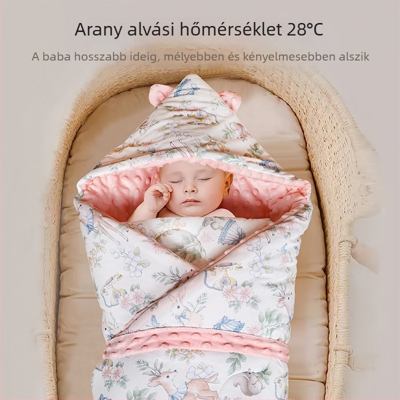 Újszülött beburkoló kendő, vastag és szélálló, súly 0,55–1,0 kg, tavasz–ősz