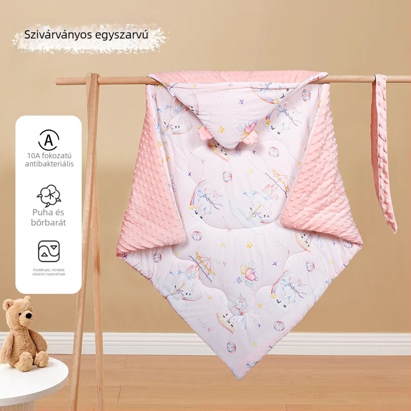 Újszülött beburkoló kendő, vastag és szélálló, súly 0,55–1,0 kg, tavasz–ősz