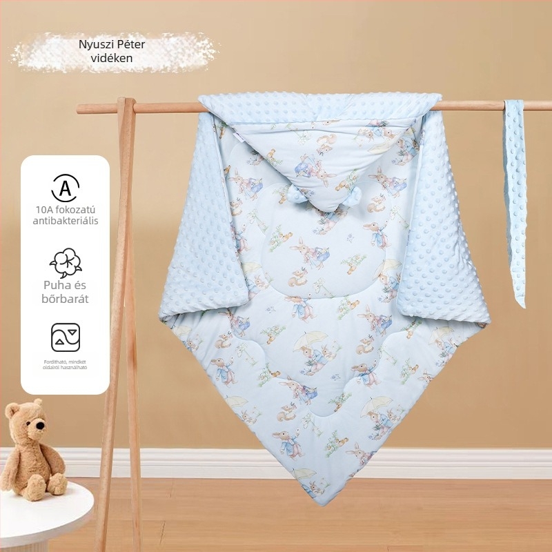 Újszülött beburkoló kendő, vastag és szélálló, súly 0,55–1,0 kg, tavasz–ősz