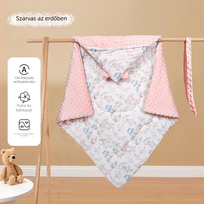 Újszülött beburkoló kendő, vastag és szélálló, súly 0,55–1,0 kg, tavasz–ősz
