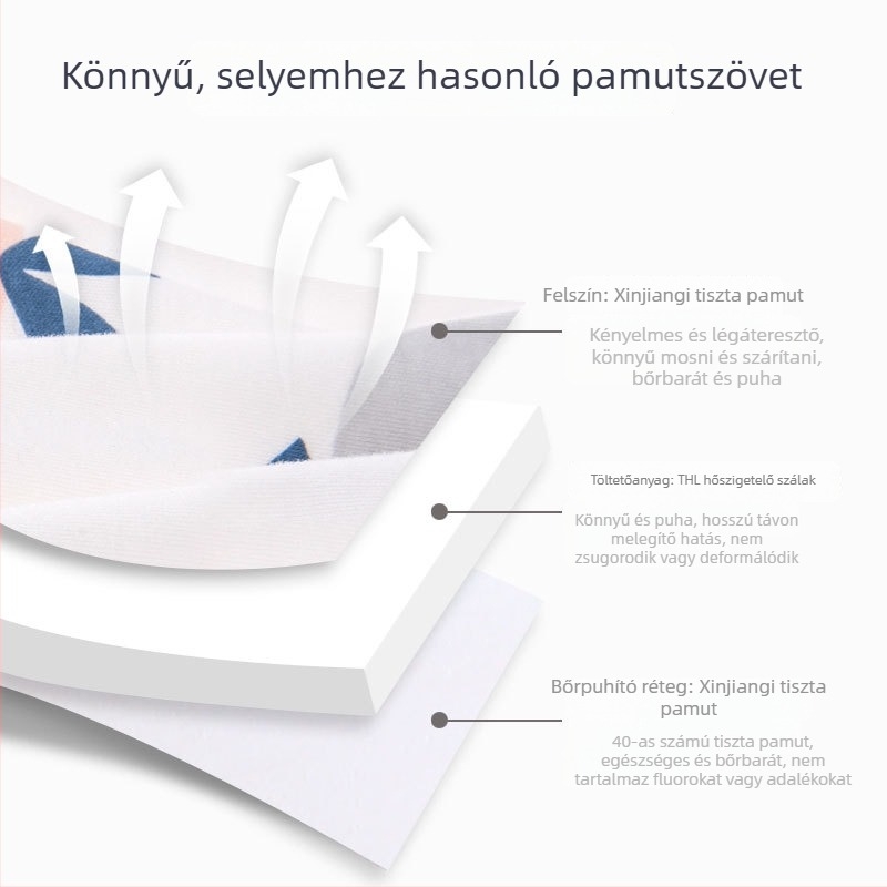 Újszülött ölelő takaró 100% pamutból, poliészter töltettel, csíkos és rajzfilm mintázattal, tavasz-őszi-téli időszakokra