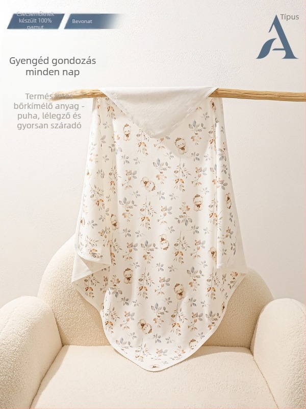 Újszülött pamut swaddle takaró, négy évszak, állat/rajzfilm/virág minta, Biztonsági osztály A