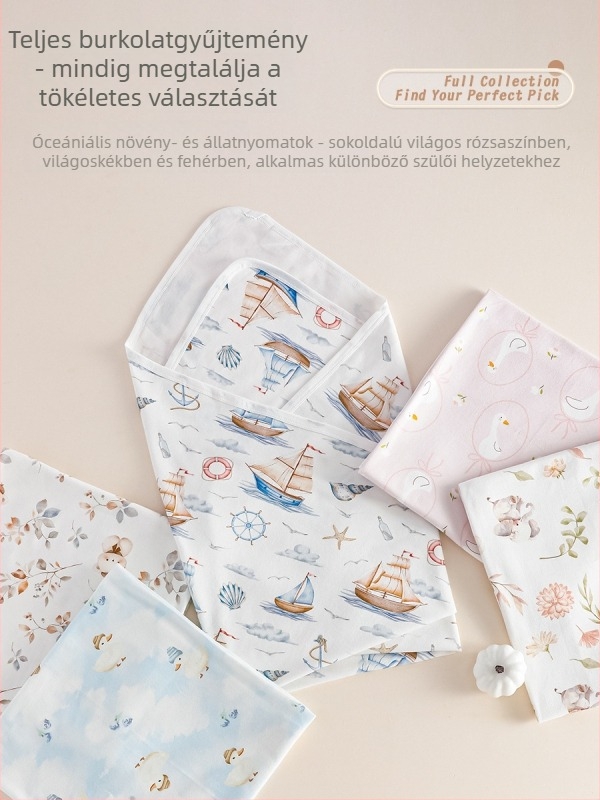 Újszülött pamut swaddle takaró, négy évszak, állat/rajzfilm/virág minta, Biztonsági osztály A