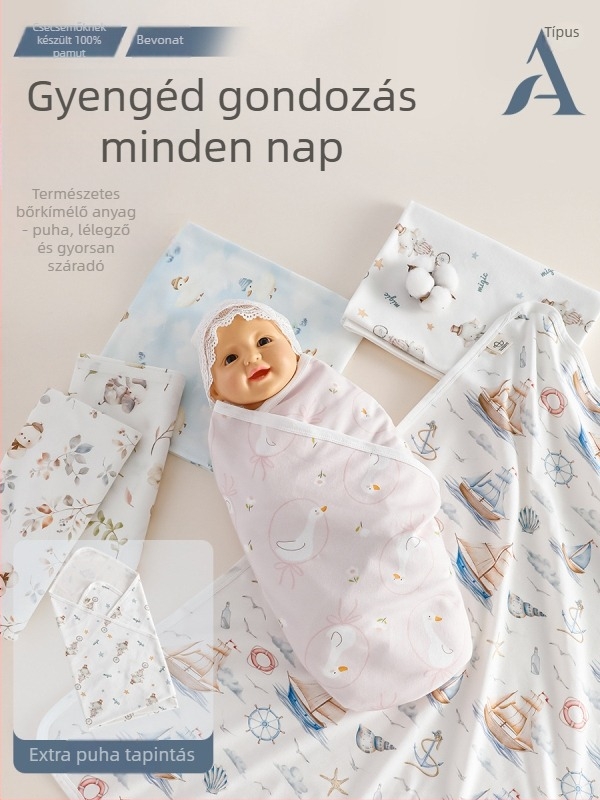 Újszülött pamut swaddle takaró, négy évszak, állat/rajzfilm/virág minta, Biztonsági osztály A