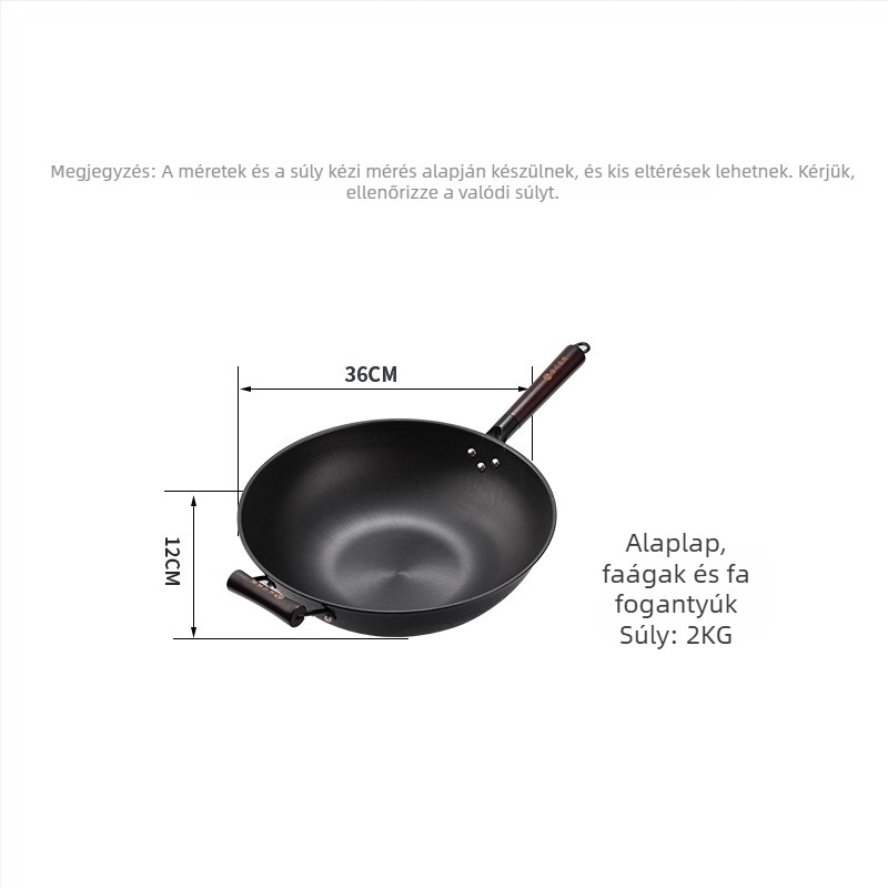 Öntöttvas wok – kínai stílusú, gáztűzhelyhez kompatibilis, egyszintes aljzat, rozsdamentes acél fedő üveggel