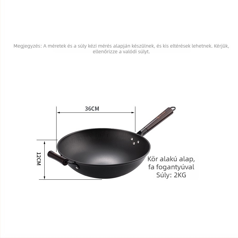 Öntöttvas wok – kínai stílusú, gáztűzhelyhez kompatibilis, egyszintes aljzat, rozsdamentes acél fedő üveggel