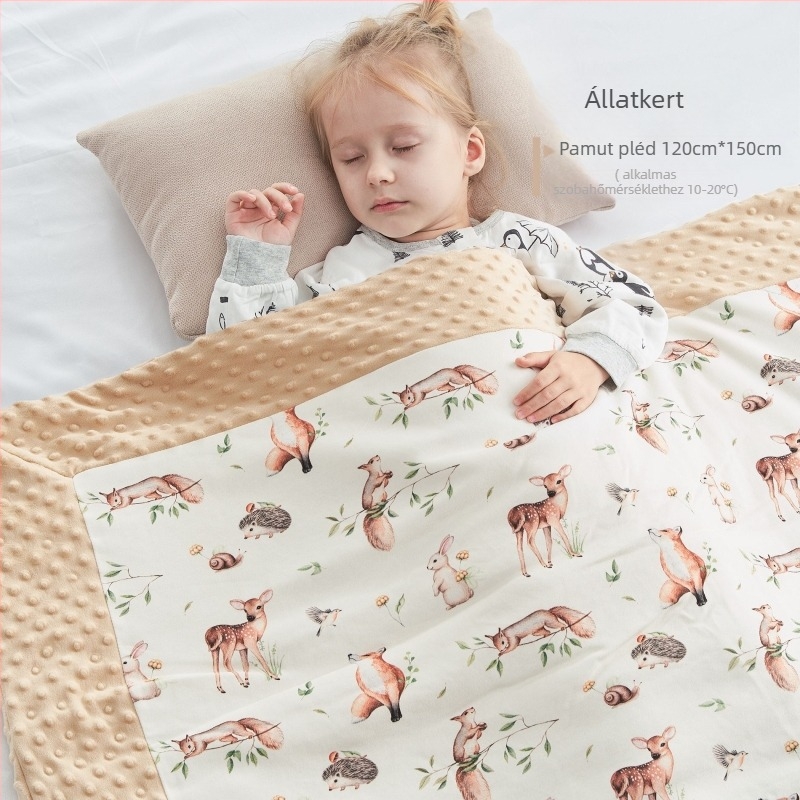 Baba pléd Muslintree / Cotton Tree — állatmintás, minden évszakban használható, 95%+ tiszta pamut, 1–3 éveseknek (Márka: Muslintree/Cotton Tree; Anyag: 95%+ pamut; Minta: állatok; Kor: 1–3 év)