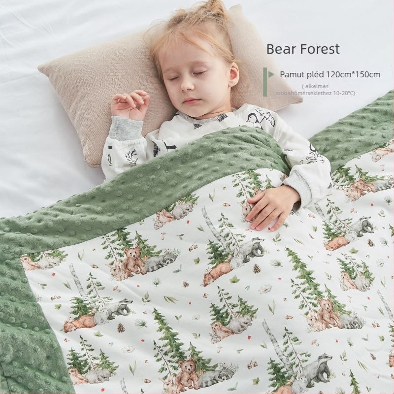 Baba pléd Muslintree / Cotton Tree — állatmintás, minden évszakban használható, 95%+ tiszta pamut, 1–3 éveseknek (Márka: Muslintree/Cotton Tree; Anyag: 95%+ pamut; Minta: állatok; Kor: 1–3 év)