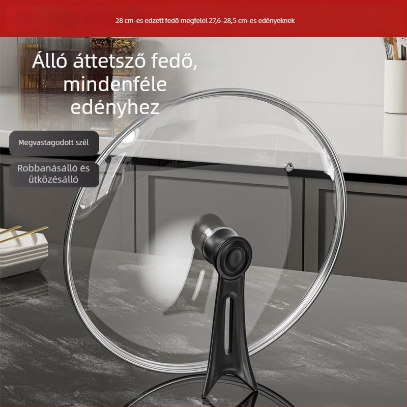 Edzett üveg fedő, univerzális wok- és serpenyőfedő, modern minimalista stílus