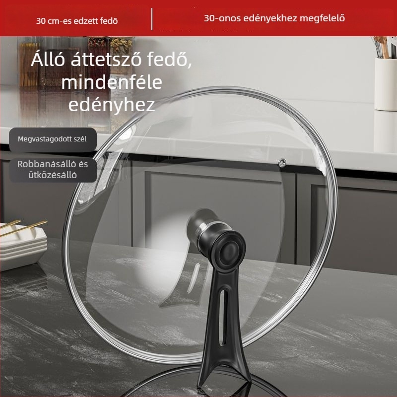 Edzett üveg fedő, univerzális wok- és serpenyőfedő, modern minimalista stílus
